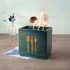 Ellementry Blue Wood Utensil Holder | Handcrafted | Cobalt Finish | Cutlery Organizer Stand