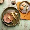 Ellementry Aurum Gold Hammered Cutlery Set of 4 Stainless Steel Food Grade Dishwasher Safe Spoon Fork Knife