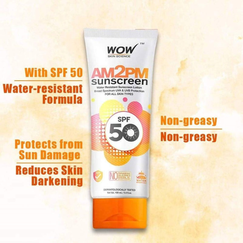 Wow Skin Science AM2PM SPF50 Water Resistant Sunscreen Lotion - 100 ml