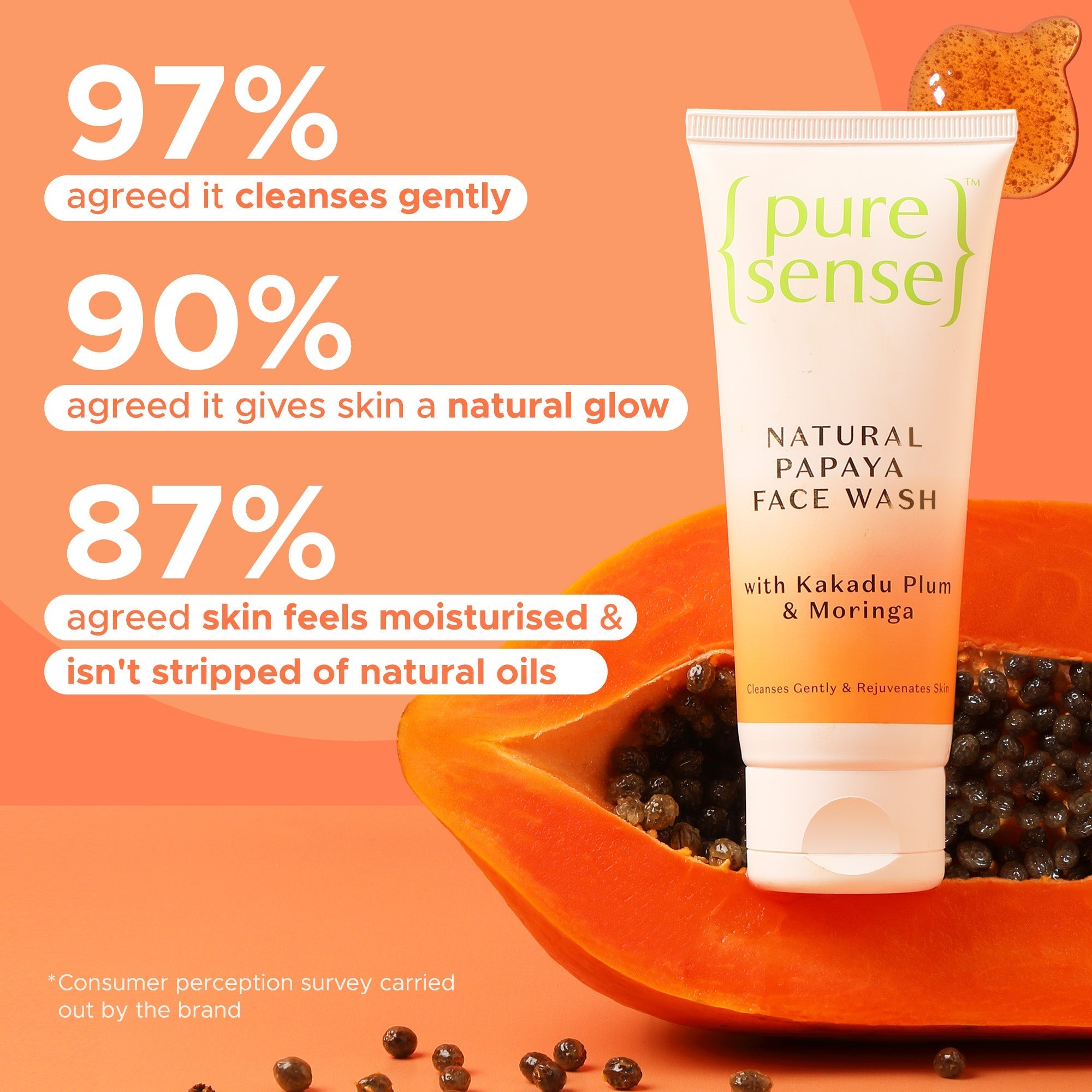 Puresense Natural Papaya Face Wash - 100 ml - DesiPick