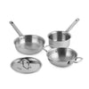 Cello Divine 3-Piece Stainless Steel Meta Tuff Tri-Ply Cookware Set (20 cm Fry Pan, 20 cm Kadai with Steel Lid, and 16 cm Saucepan)