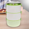 Kuber Industries Insulated Lunch Box 3 Compartments | 3000ml | BPA-Free | Microwave Safe | Green