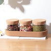 UMAI Borosilicate Glass Jars with Cork Lids | 270ml Pack of 3 | Airtight | Cork Tray