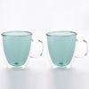 UMAI Double Walled Glass Coffee Mug Set of 2 (400ml) | Green