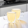 UMAI 400ml Double Walled Glass Coffee Mug Set of 2 | Transparent