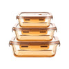 UMAI Pack of 3 Borosilicate Kitchen Containers | 356ml 600ml 970ml | Airvent Lid | Amber