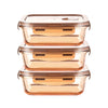 UMAI Pack of 3 Borosilicate Containers | 600ml Each | Airvent Lid | Amber | Fridge Storage
