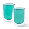 Kuber Industries 4 Pcs Double Walled Borosilicate Glass 190ml | Pack of 2 | Green