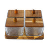 UMAI Platters Serving Set Wooden Tray + 4 Glass Jars 180ml Each Snacks Housewarming Gift