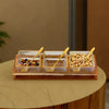 UMAI Platters Serving Set Combo Wooden Tray + Spoons + 3 Glass Jars 180ml Transparent