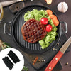 UMAI Cast Iron Grill Pan 30cm Two Side Handles Silicone Sleeve Gas Induction Tikka Kebab