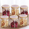 UMAI Pack of 6 Glass Kitchen Containers 300ml | Airtight | Printed Bamboo Lids