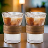 UMAI Set of 2: Lead-Free Glass Tea Cups with Bamboo Sleeve | 280ml