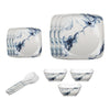 Melamine Dinner Set Pack of 12 Floral Design Serves 4 Blue White