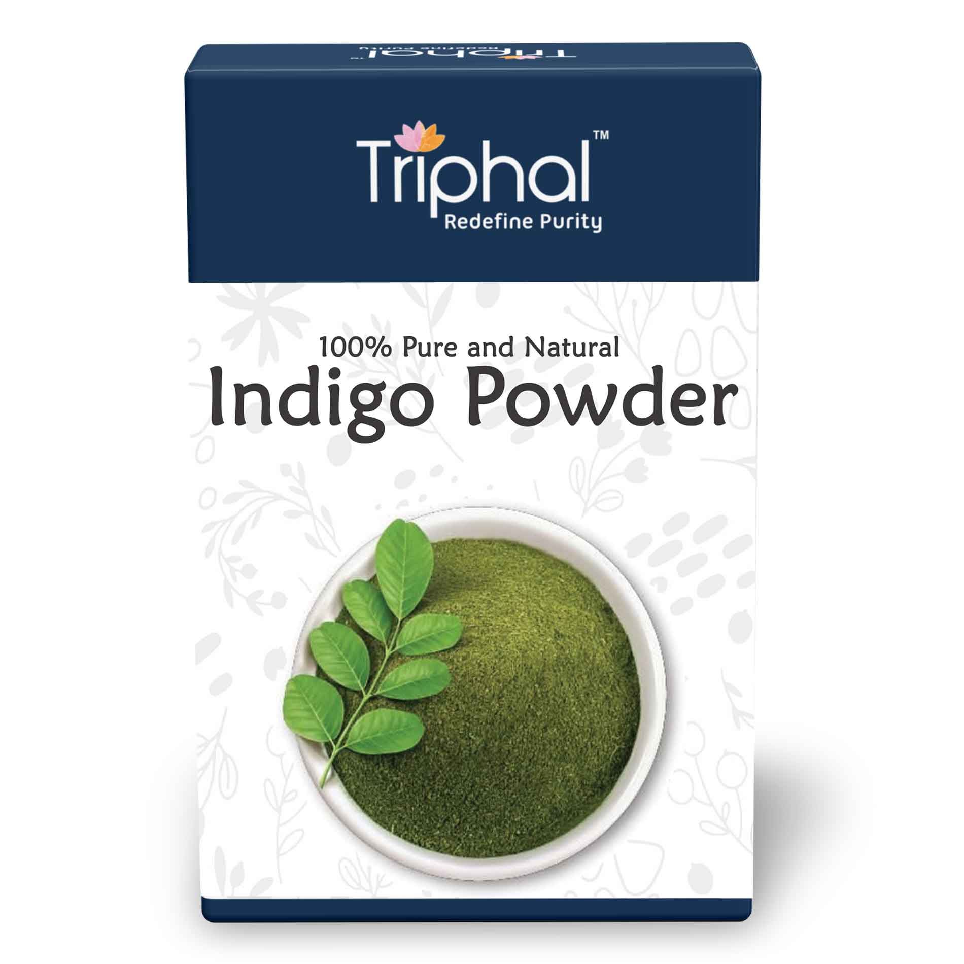 Triphal Indigo Powder for Natural Hair Coloring - Chemical-Free and Pl ...