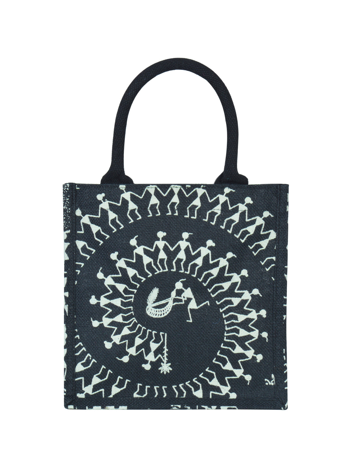 Jute Cottage Zipper Warli Bag Zipper Lunch