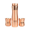 Artarium Hammered Copper Bottle with Copper Cap and Glass Set
