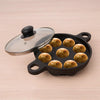 The Indus Valley Cast Iron Paniyaram Pan Pre-Seasoned 9 Pit + Glass Lid 21 cm
