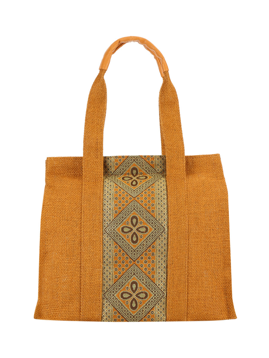 Jute Cottage Vertical Lace Zipper Lunch Bag Jute Bag