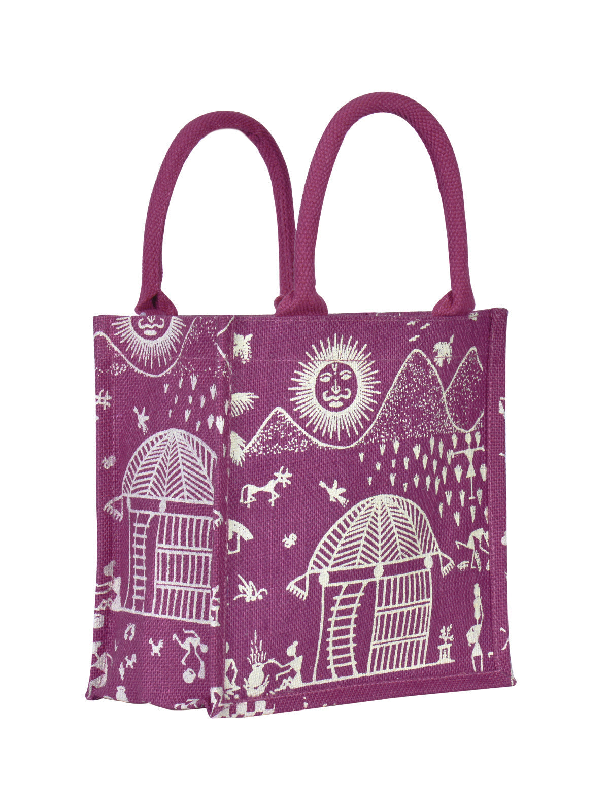 Jute Cottage Zipper Warli Bag Zipper Lunch