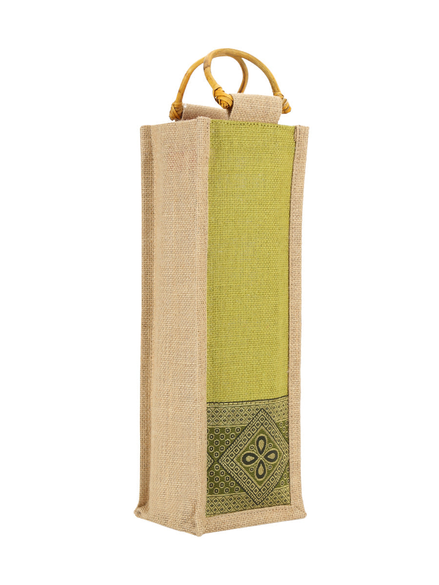Jute Cottage Bottle Bag With Lace / Print