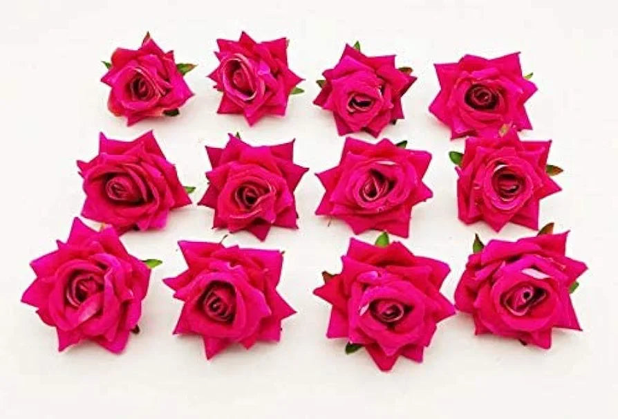 12 Pcs Artificial Velvet Rose Flowers Fake Floral Decoration Pink
