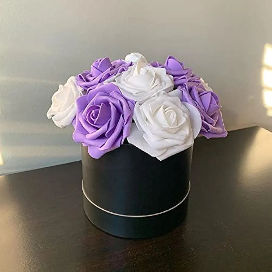 100 Pcs Artificial Rose Flower Heads Real Looking White Foam Fake Roses White