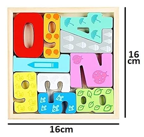 Smoneo Handcrafted 3D Wooden Jigsaw Puzzle Pre Education Alphabet & Number Learning Multicolour Toy Blocks