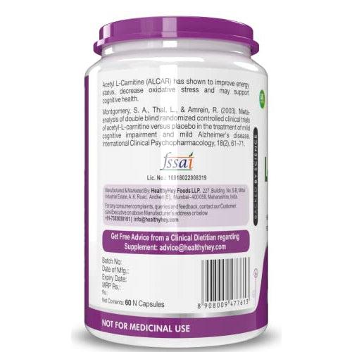 Healthyhey Acetyl L-Carnitine (ALCAR)-60 Veg Capsules