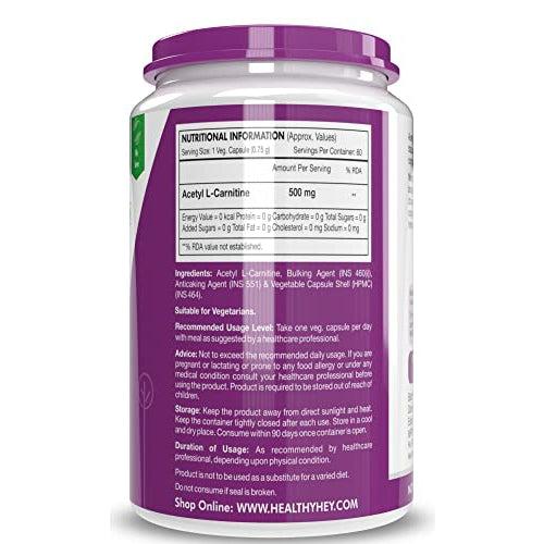 Healthyhey Acetyl L-Carnitine (ALCAR)-60 Veg Capsules