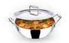 Kuber Industries Stainless Steel Tri-Ply Kadhai 2.2L with Lid + Casserole 2L Induction Base Extra Deep