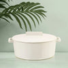 Anko White Round Stoneware Casserole with Lid 3L Lead Cadmium Free Non-stick Oven to Table Microwave Dishwasher Safe