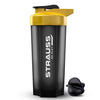 Strauss Recharge Shaker Bottle BPA-Free | Protein Shaker with Blender Ball | Black/Yellow