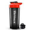 Strauss Recharge Shaker Bottle BPA-Free | Protein Shaker with Blender Ball | Black/Red