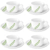 Larah by Borosil Botanica Cup and Saucer Set | 140ml Each | 6-pieces | White
