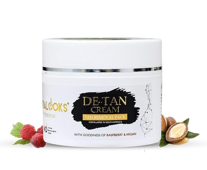 Keralooks Professional De-Tan Cream Tan Removal Pack with Raspberry and Argon Oil - 200 gms