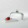 Ellementry Crown Glass and Marble Butter Dish Butter Keeper with Lid Serving Tray