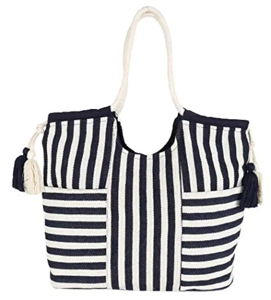 Astrid Handmade Macrame Flap Over Sling Bag For Girls And Women Colour Contrast Black Bluish Stripes