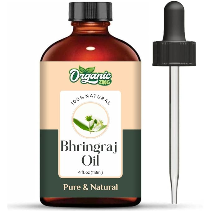 Organic Zing Bhringraj Oil Pure & Natural for Skin, Face, Hair Care & Massage - 118 Ml