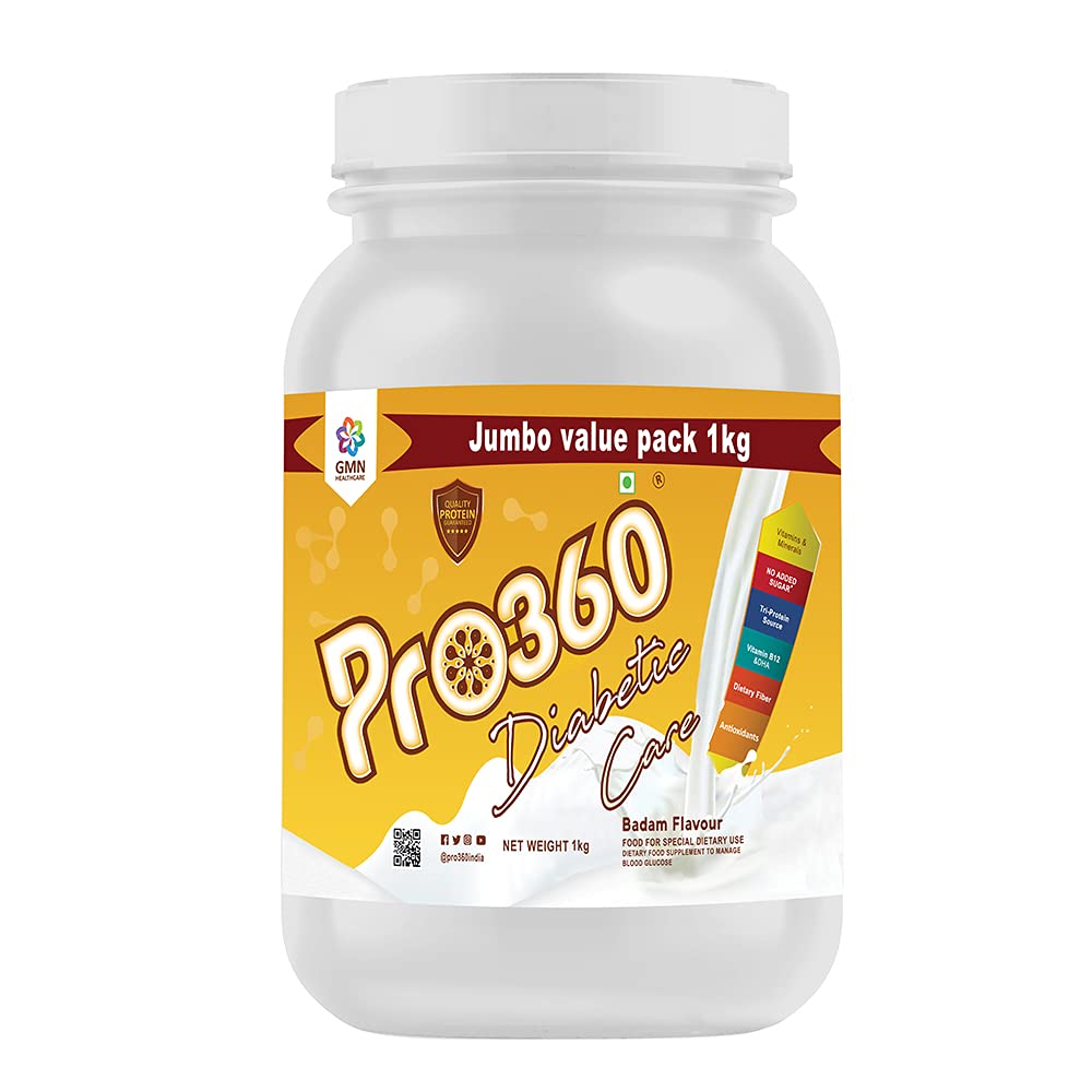Pro360 Diabetic Care Protein Powder for Diabetes Badam Flavour - 1000 gms