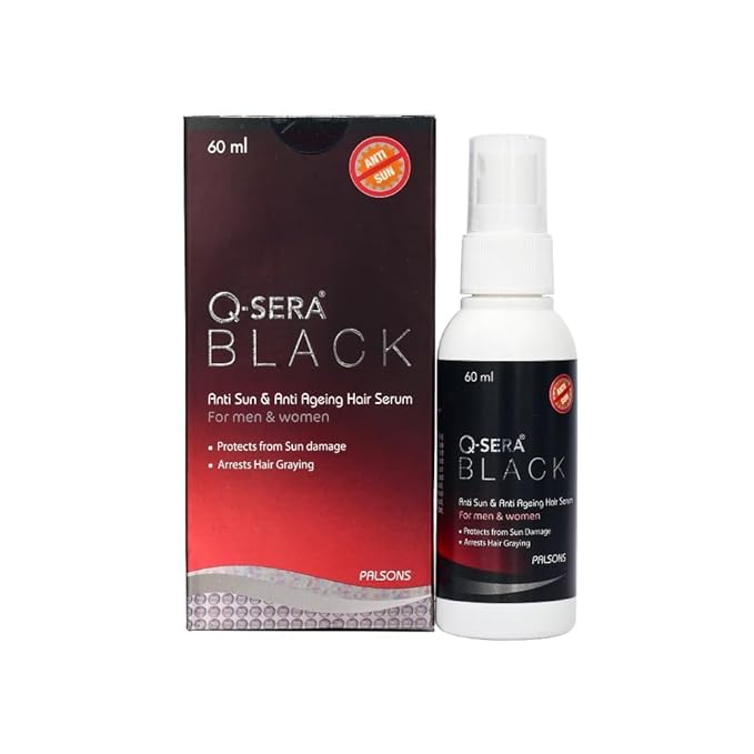 Qsera Black Anti Sun And Anti Ageing Hair Serum - 60 ml - DesiPick