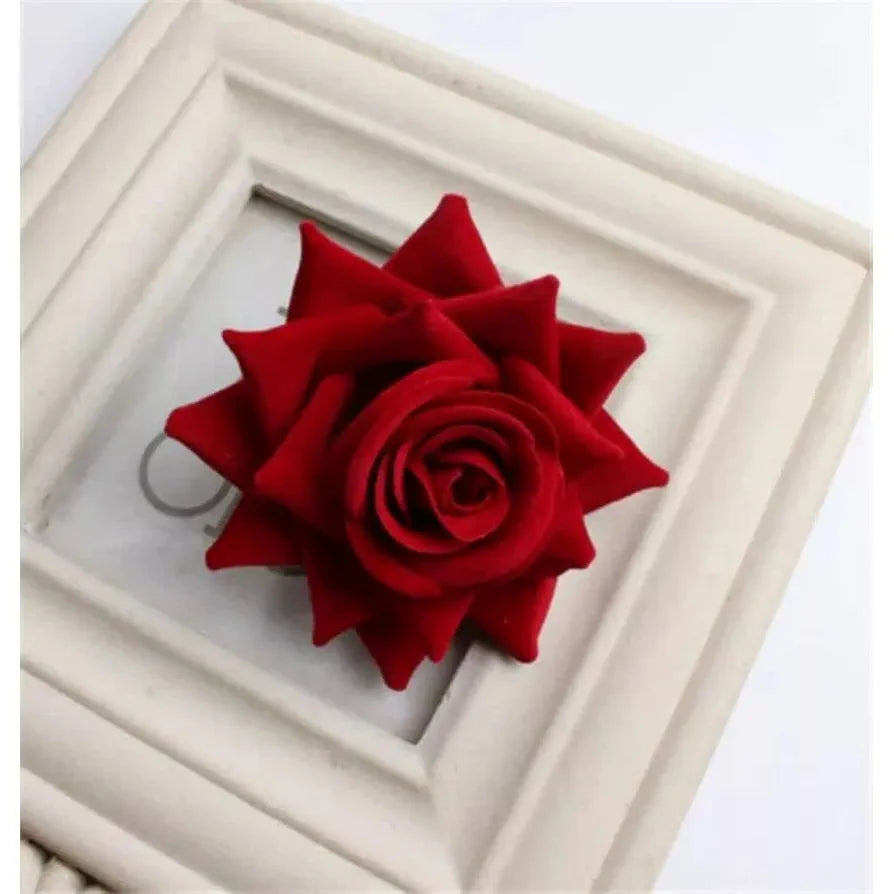 12 Pcs Artificial Velvet Rose Flowers Fake Floral Decoration Dark Red