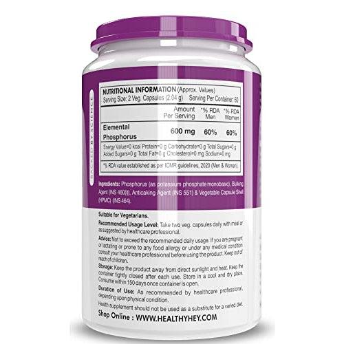 HealthyHey Phosphorus - Support Bone Health -120 Veg. Capsules