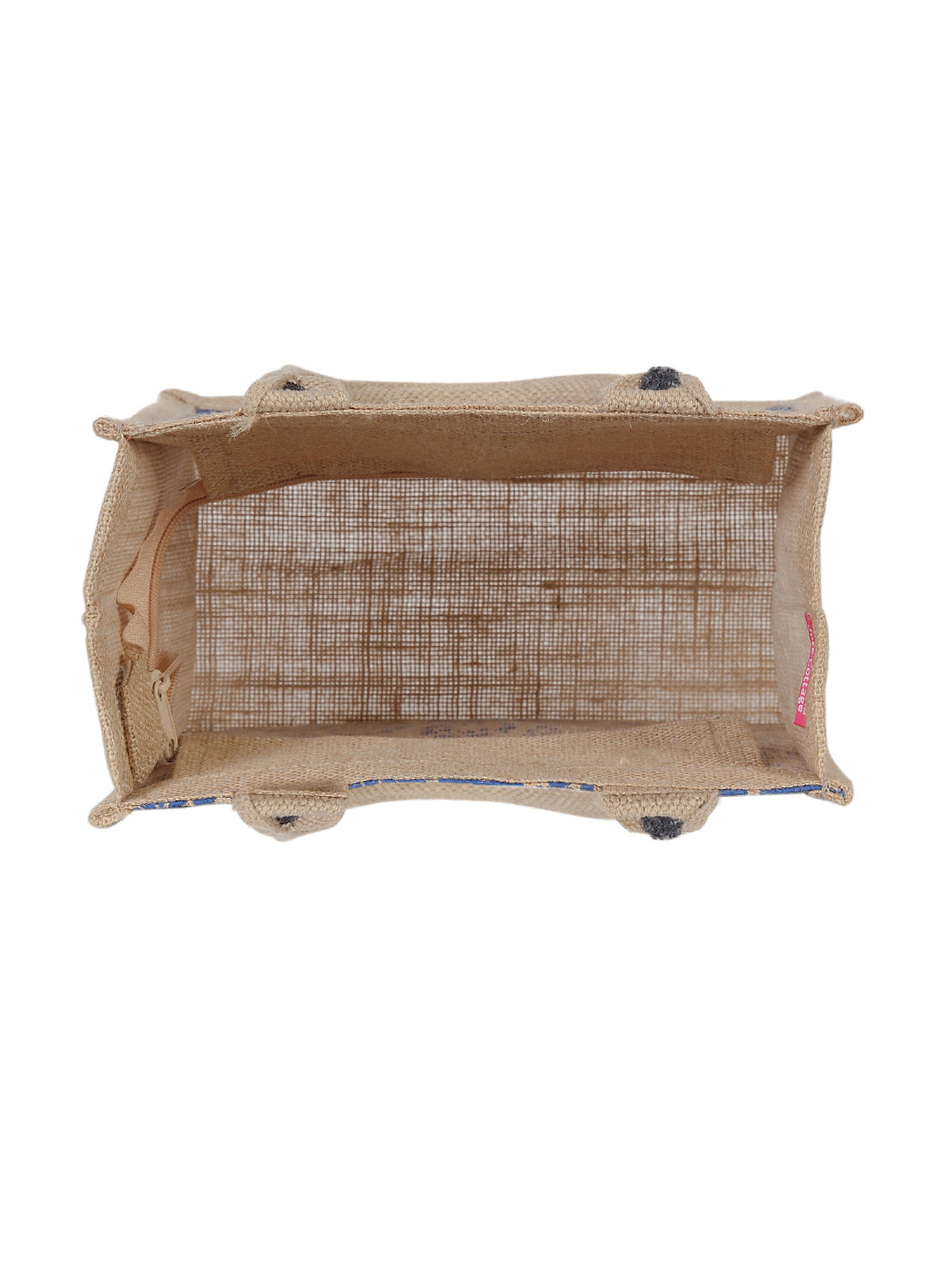 Jute Cottage Pocket Zipper Lunch Bag 100% Genuine Jute