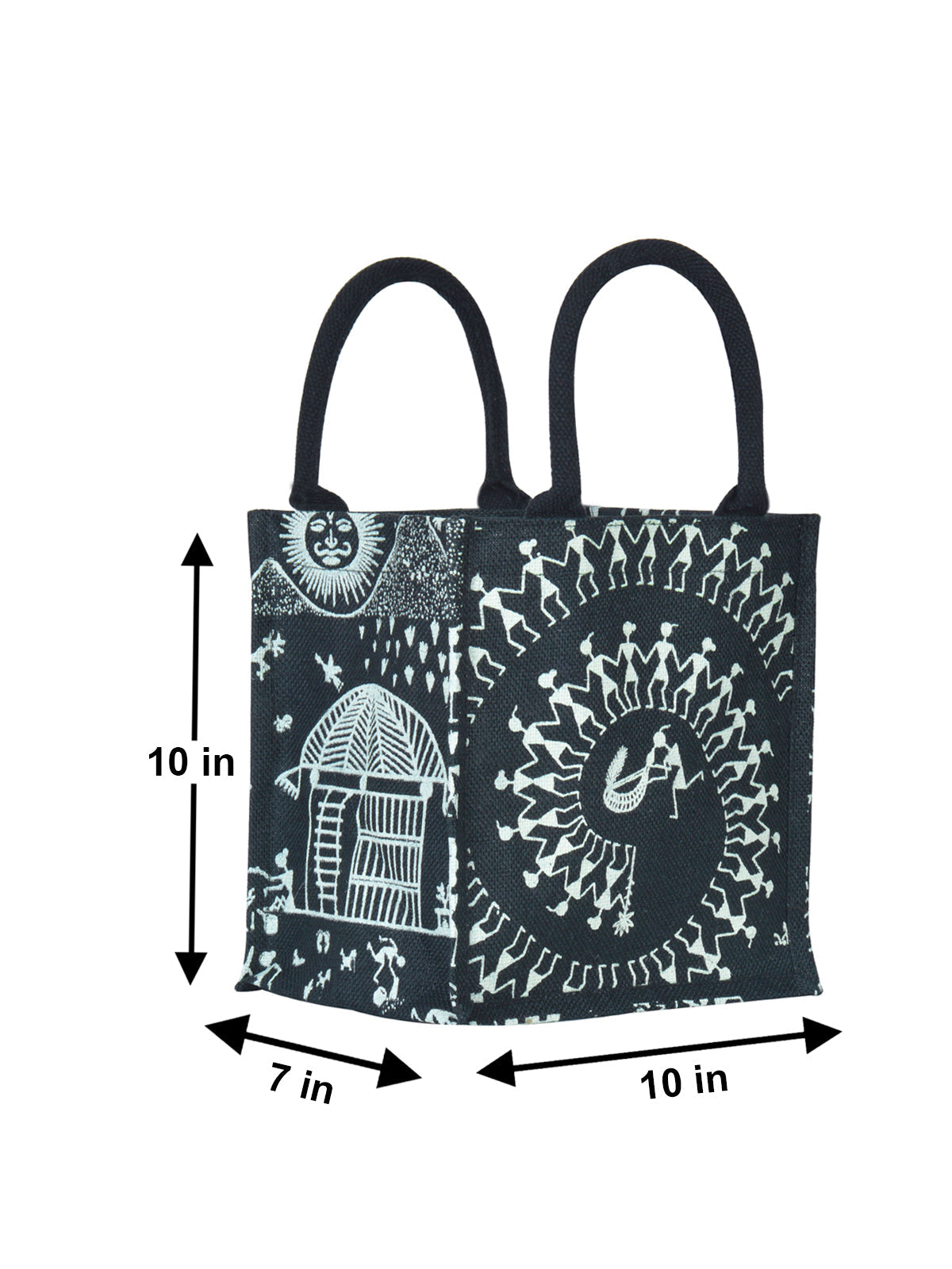 Jute Cottage Zipper Warli Bag Zipper Lunch
