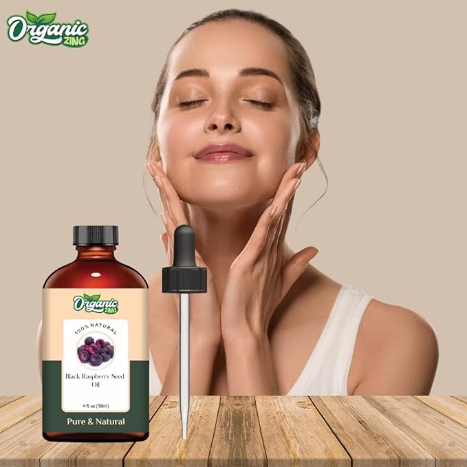 Organic Zing Black Raspberry Seed (Rubus Occidentalis) Oil | Carrier Oil for Skincare and Hair Care - 118 Ml