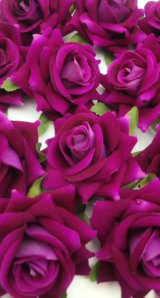 12 Pcs Artificial Velvet Rose Flowers Fake Floral Decoration Dark Purple