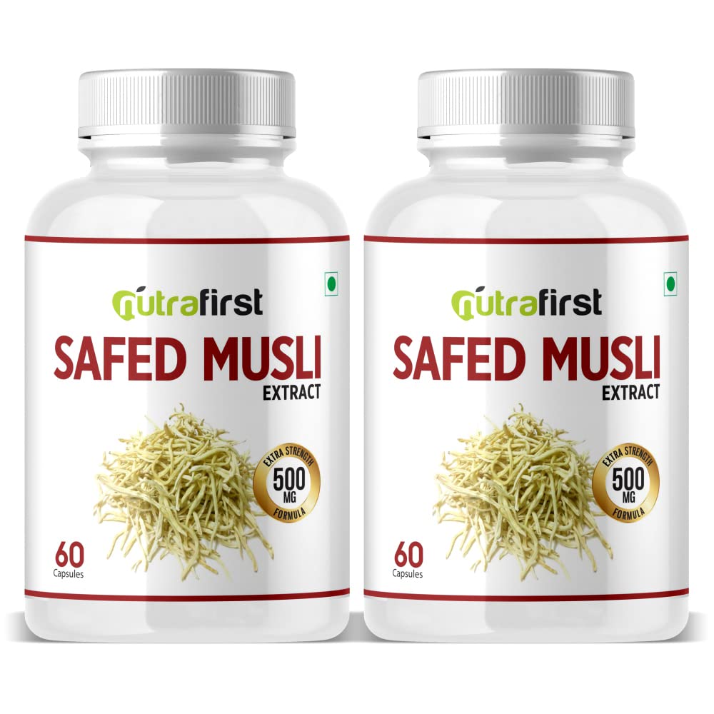 Nutrafirst Safed Musli Extract Capsules - 60 Vegetarian Capsules - DesiPick