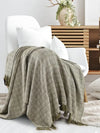 Sashaa World Soft Herringbone Throw Blanket Colour Green
