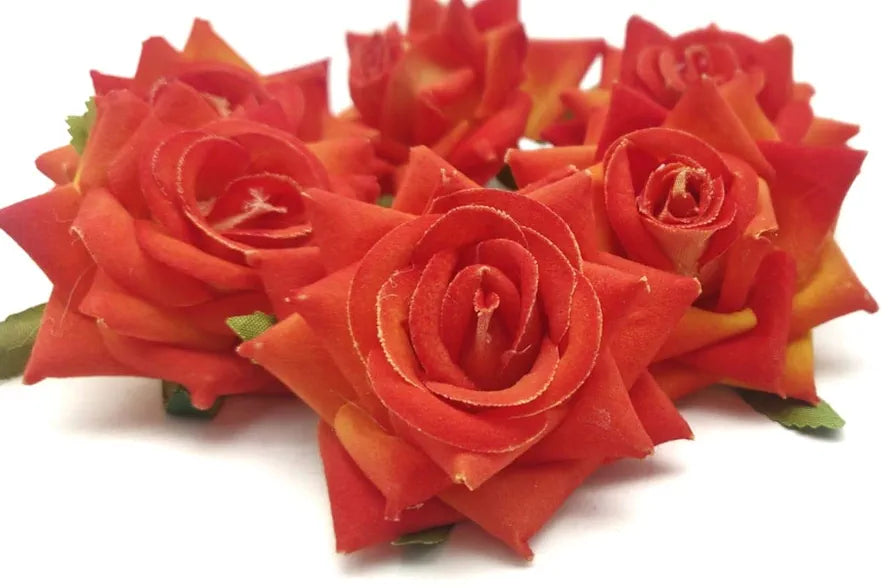 12 Pcs Artificial Fake Velvet Head Rose Flowers Perfect for Decoration,Fabric Head Rose Flowers for Home Decor Red